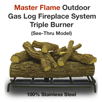 OUTDOOR Triple Burner Gas Log Set